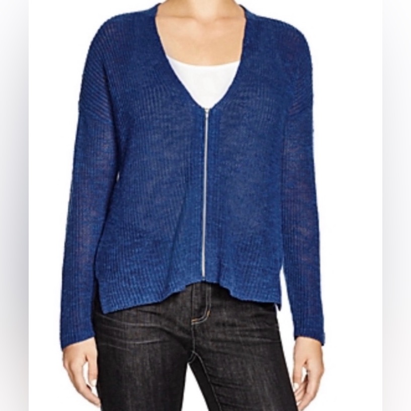 Eileen Fisher 100% Merino Wool Zip Front Cardigan